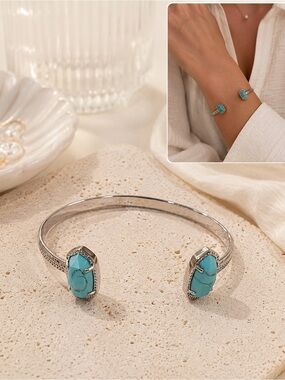 Kendra Scott western boho Silver Cuff Bracelet Turquoise cute gift